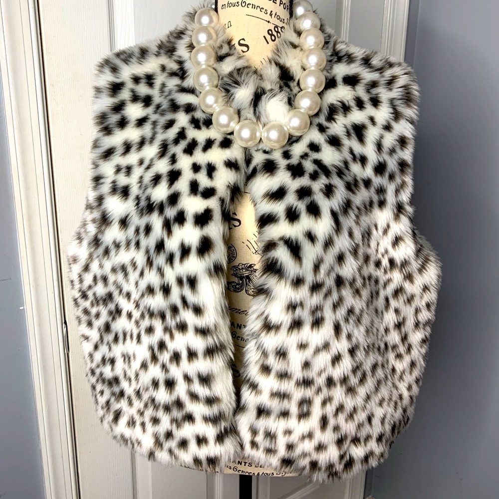 Lord & Taylor Faux Fur Animal Print Vest